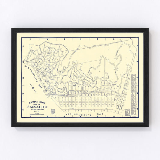 Vintage Map of Sausalito, California 1920