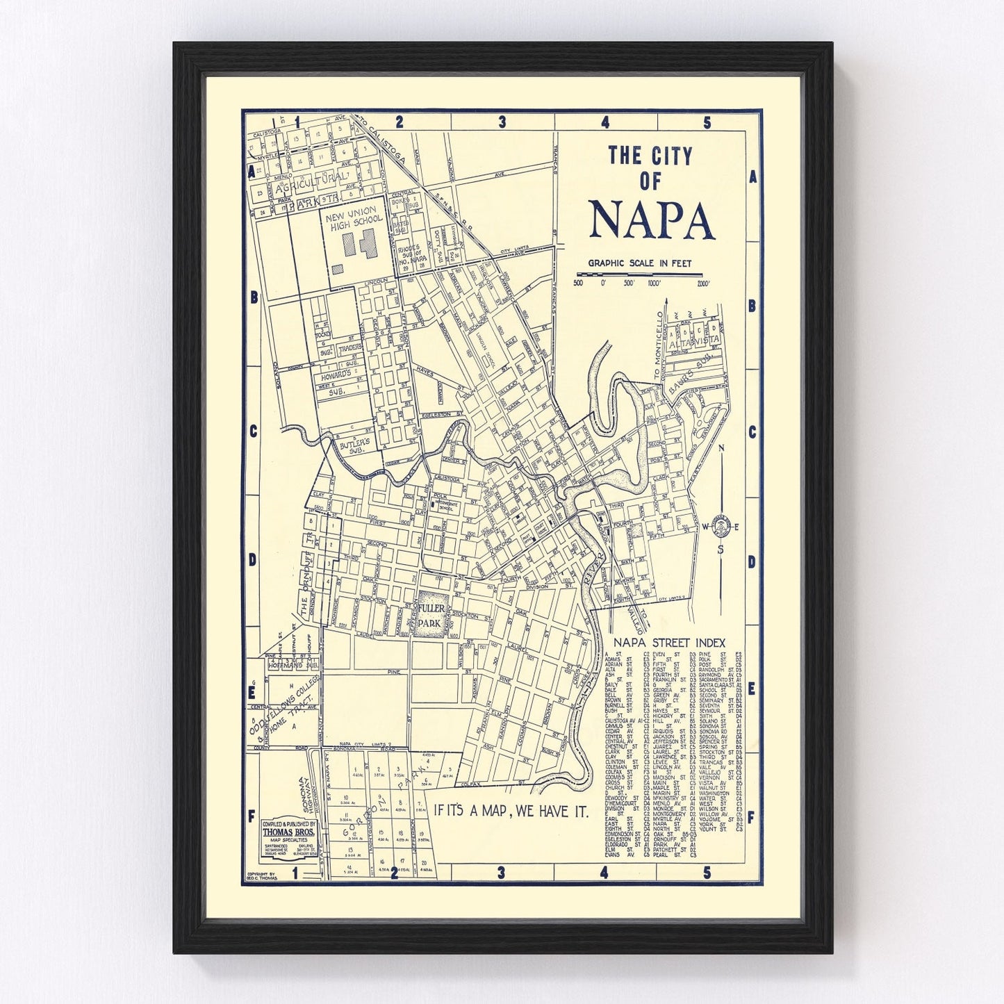 Vintage Map of Napa, California 1920