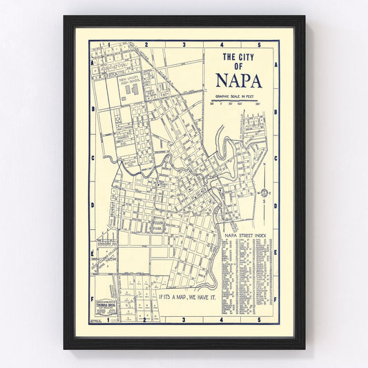 Vintage Map of Napa, California 1920