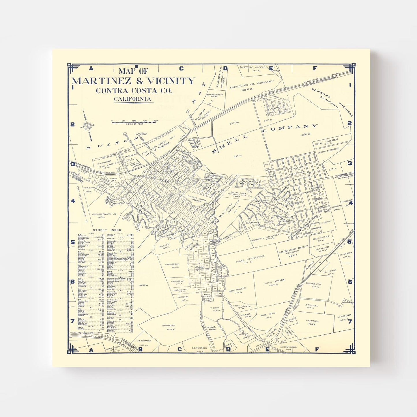 Vintage Map of Martinez, California 1920
