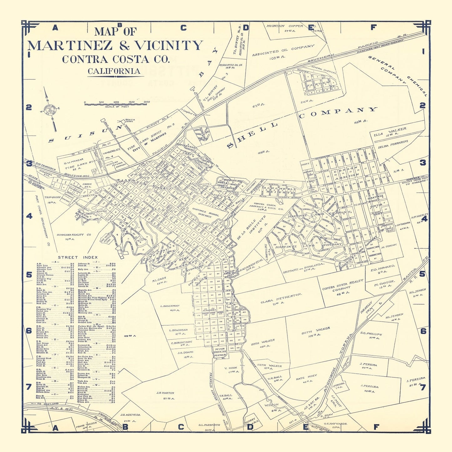 Vintage Map of Martinez, California 1920