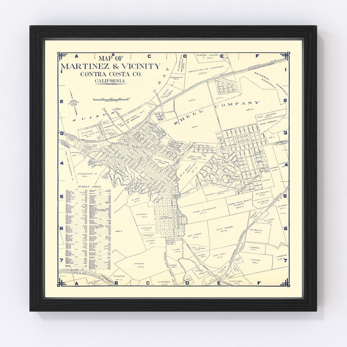 Vintage Map of Martinez, California 1920