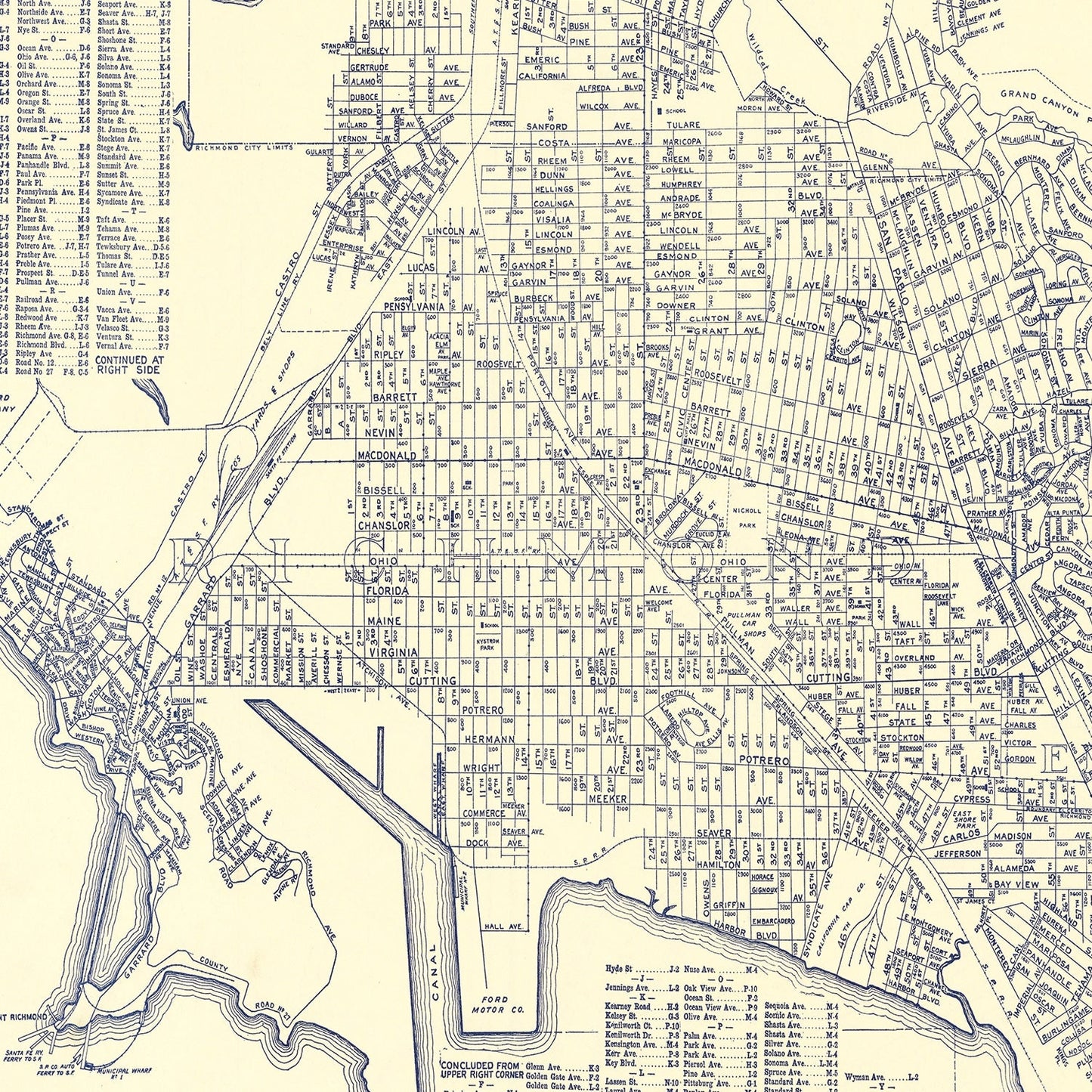 Vintage Map of Richmond, California 1920