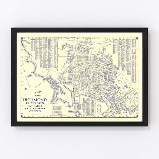 Vintage Map of Richmond, California 1920