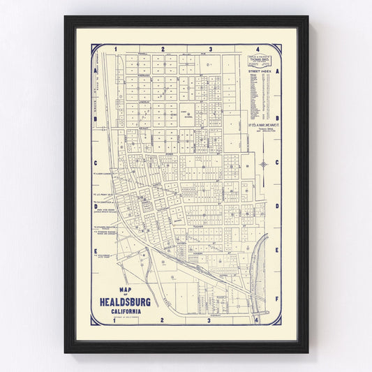 Vintage Map of Healdsburg, California 1920