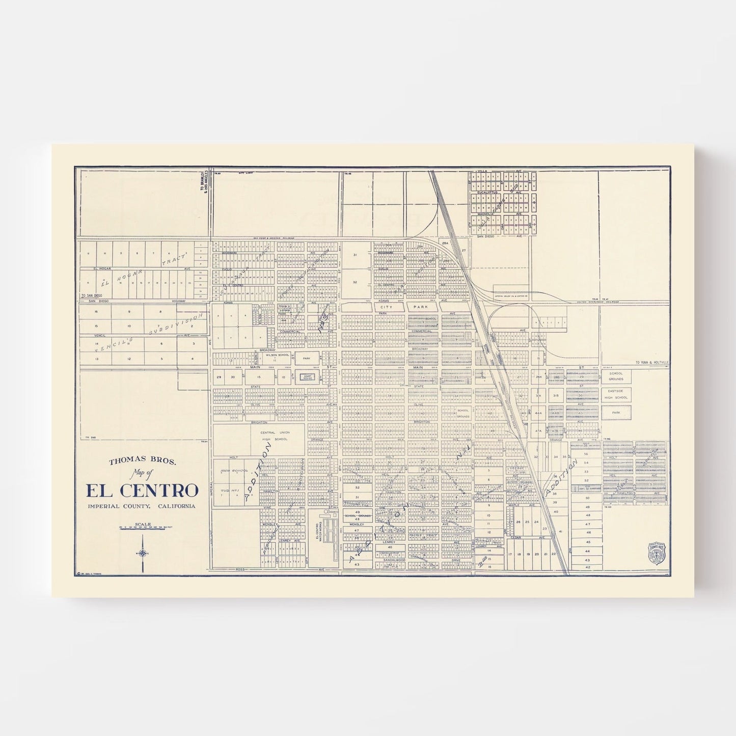 Vintage Map of El Centro, California 1920