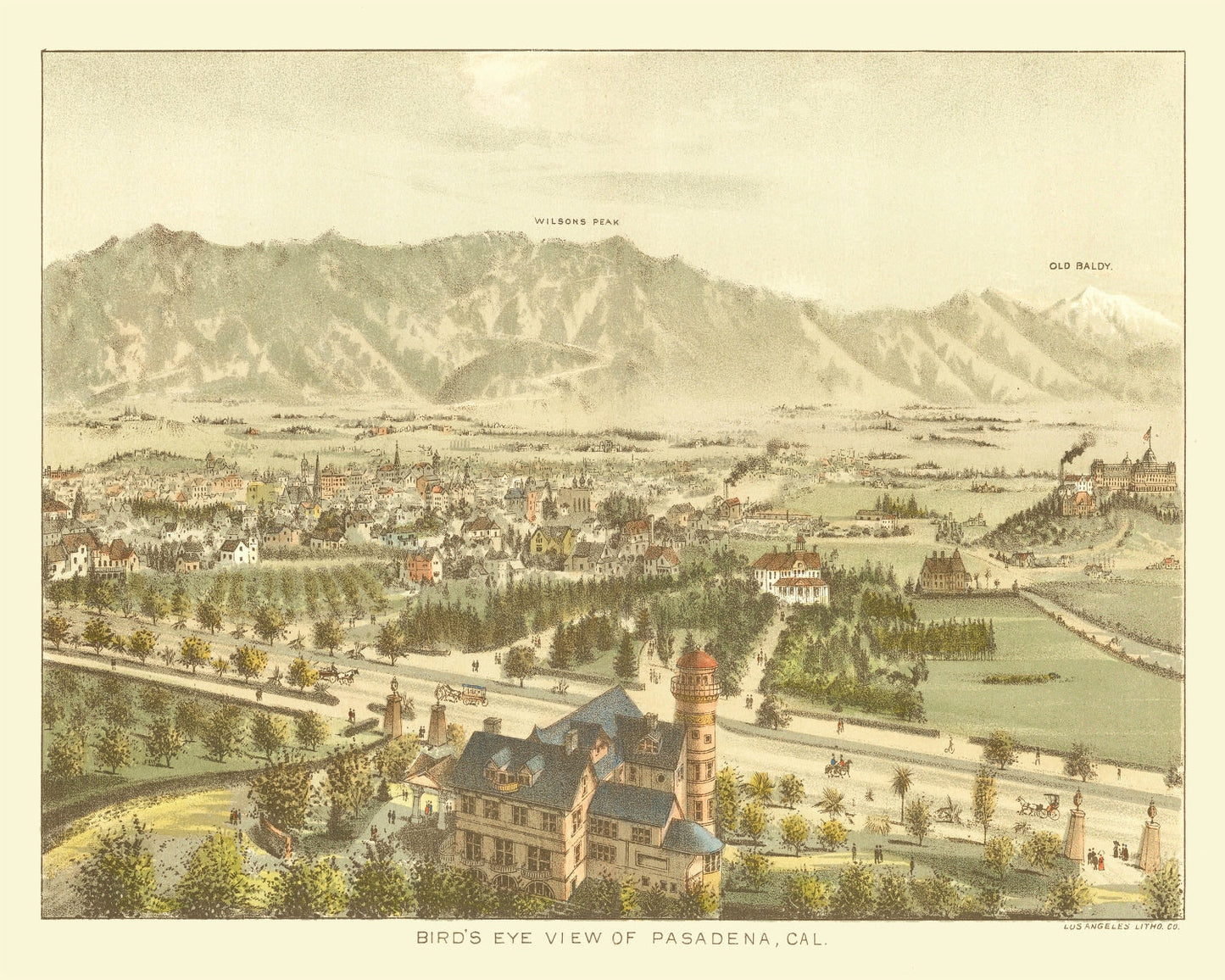 Vintage Map of Padadena, California 1892