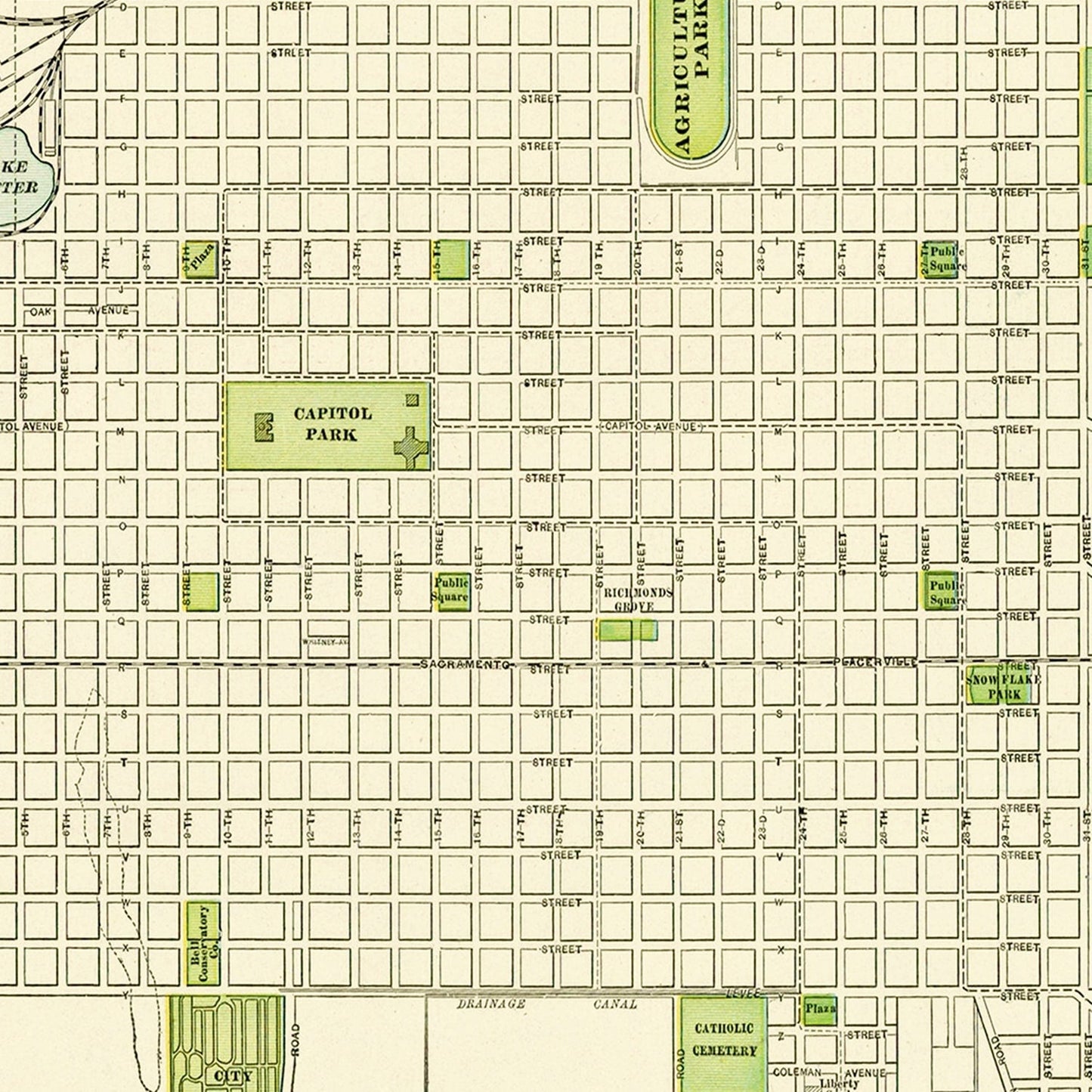 Vintage Map of Sacramento, California 1892