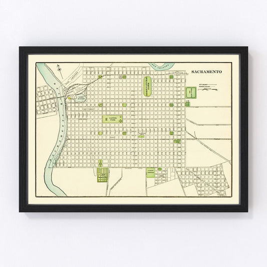Vintage Map of Sacramento, California 1892
