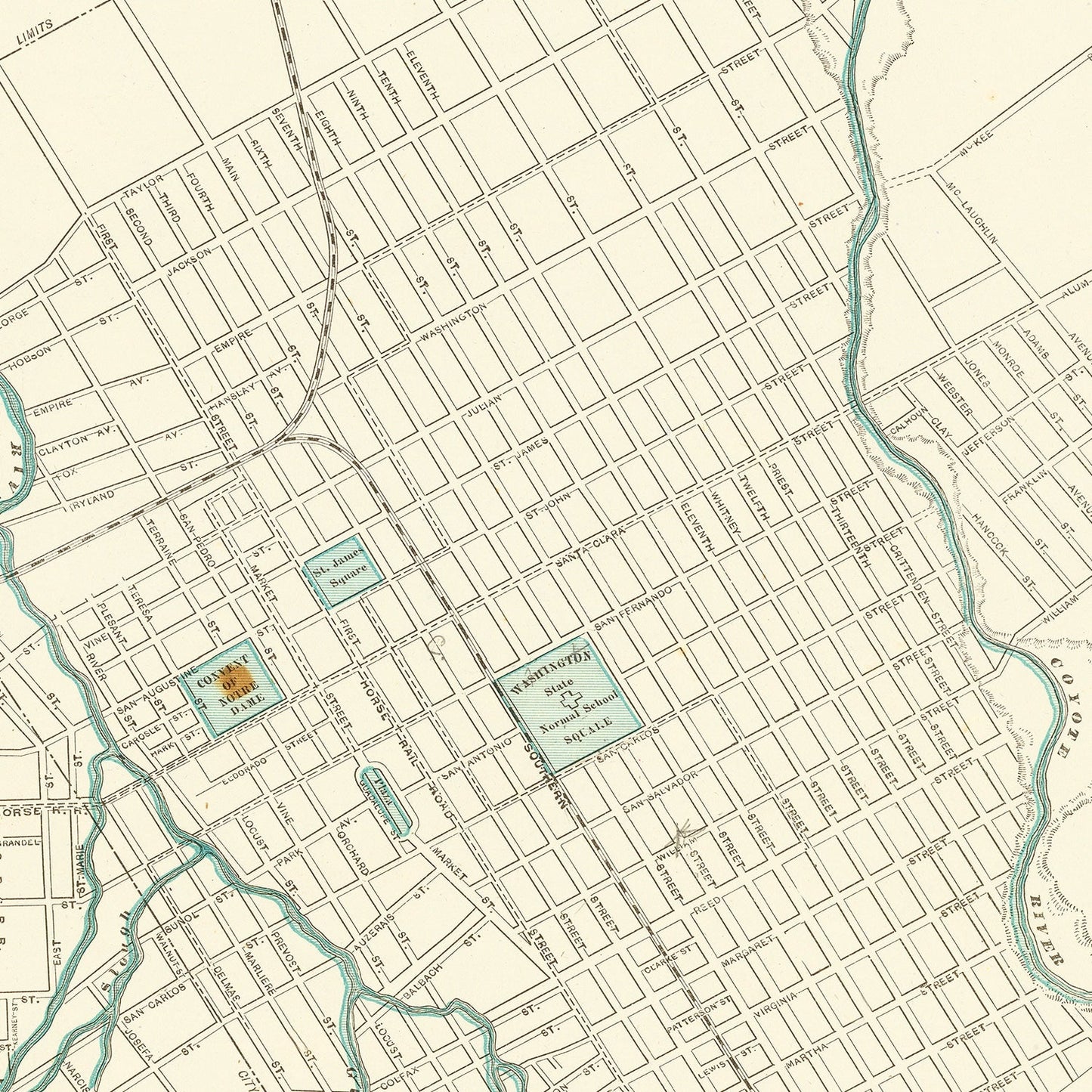 Vintage Map of San Jose, California 1893