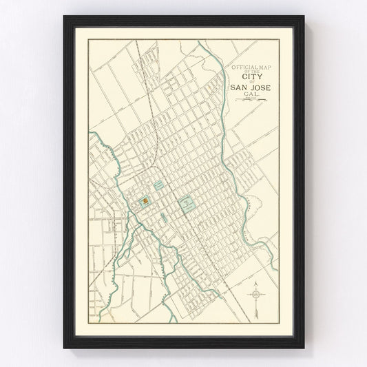 Vintage Map of San Jose, California 1893