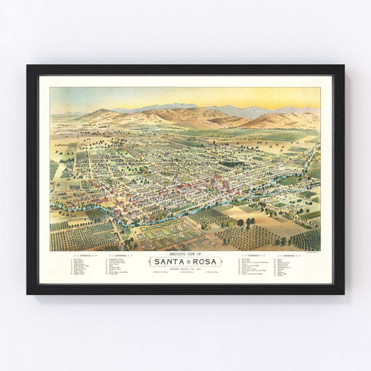 Vintage Map of Santa Rosa, California 1897