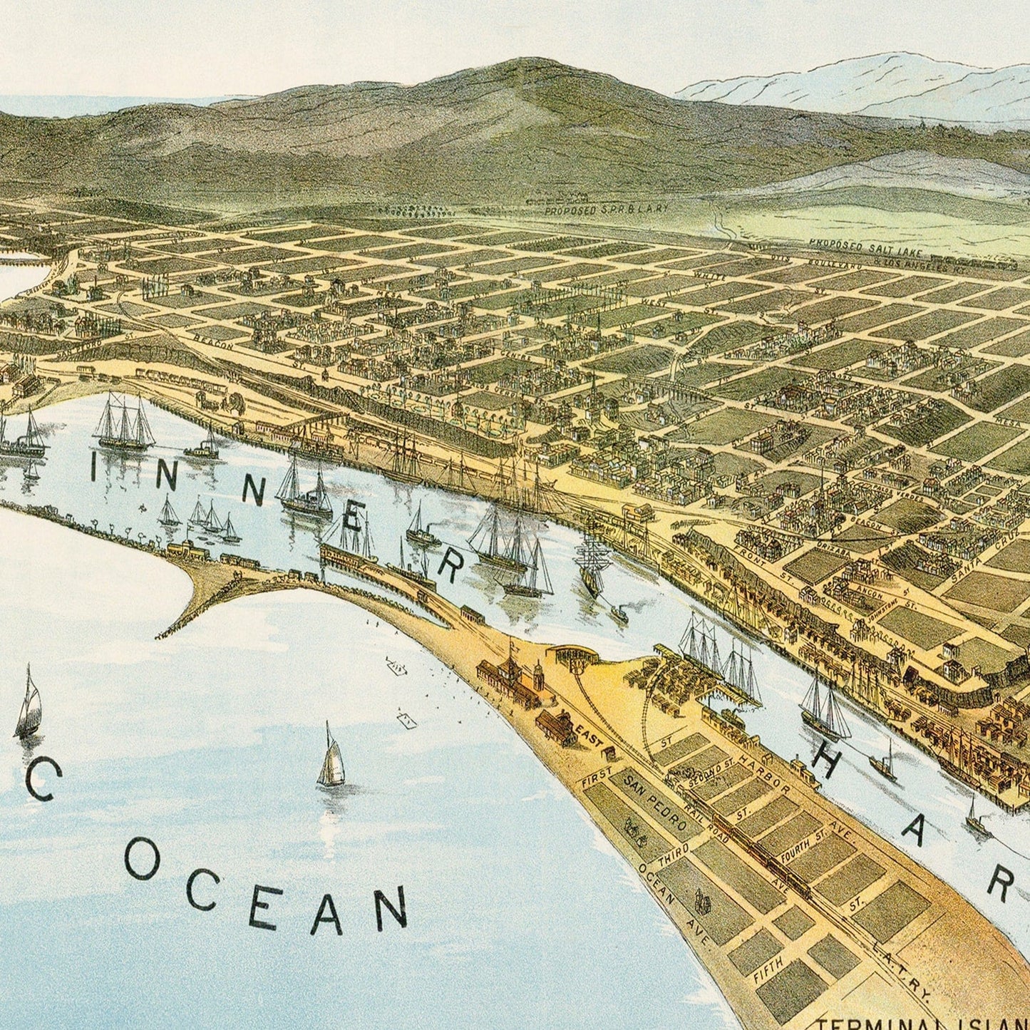 Vintage Map of San Pedro, California 1897