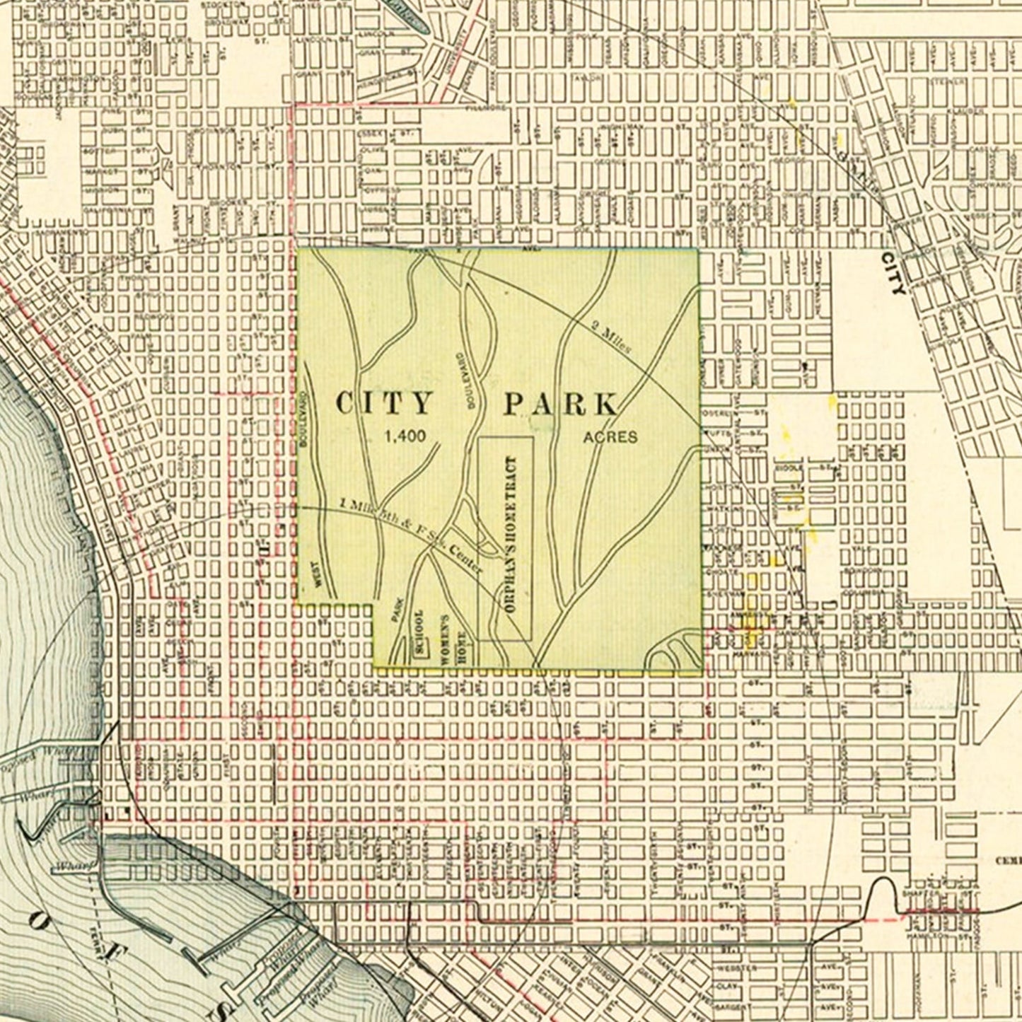 Vintage Map of San Diego, California 1902
