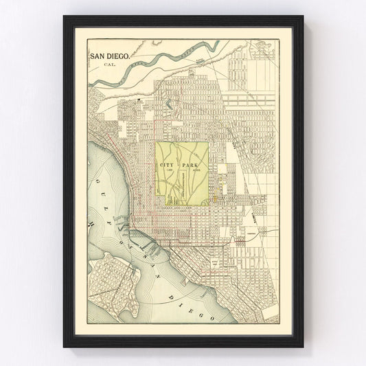 Vintage Map of San Diego, California 1902