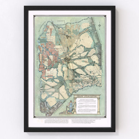 Vintage Map of San Joaquin, California 1910