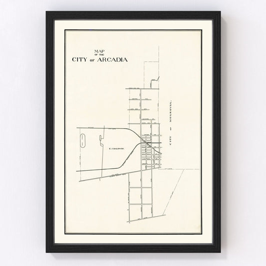 Vintage Map of Arcadia, California 1910