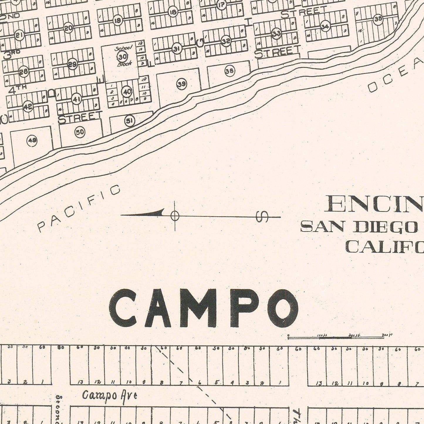 Vintage Map of Encinitas, California 1912