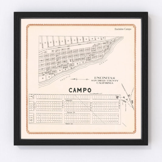 Vintage Map of Encinitas, California 1912