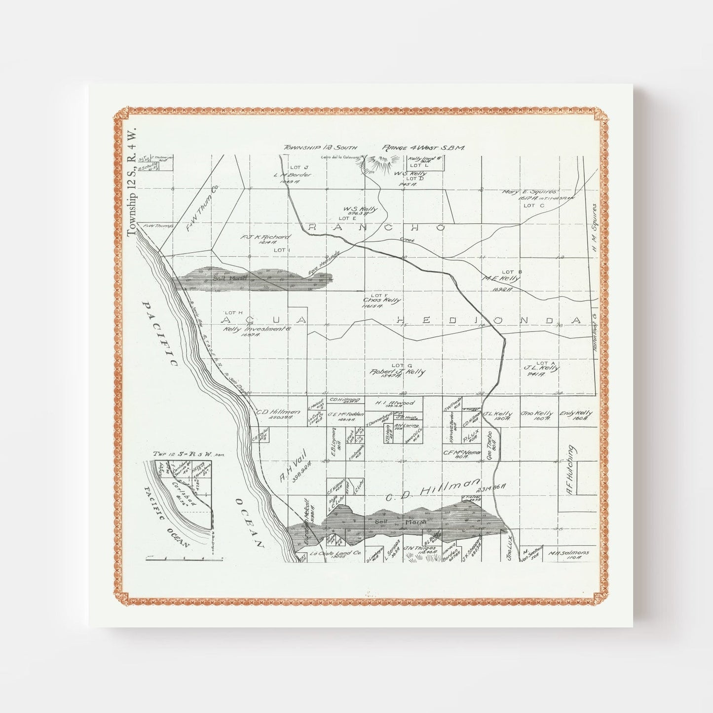 Vintage Map of Carlsbad, California 1912