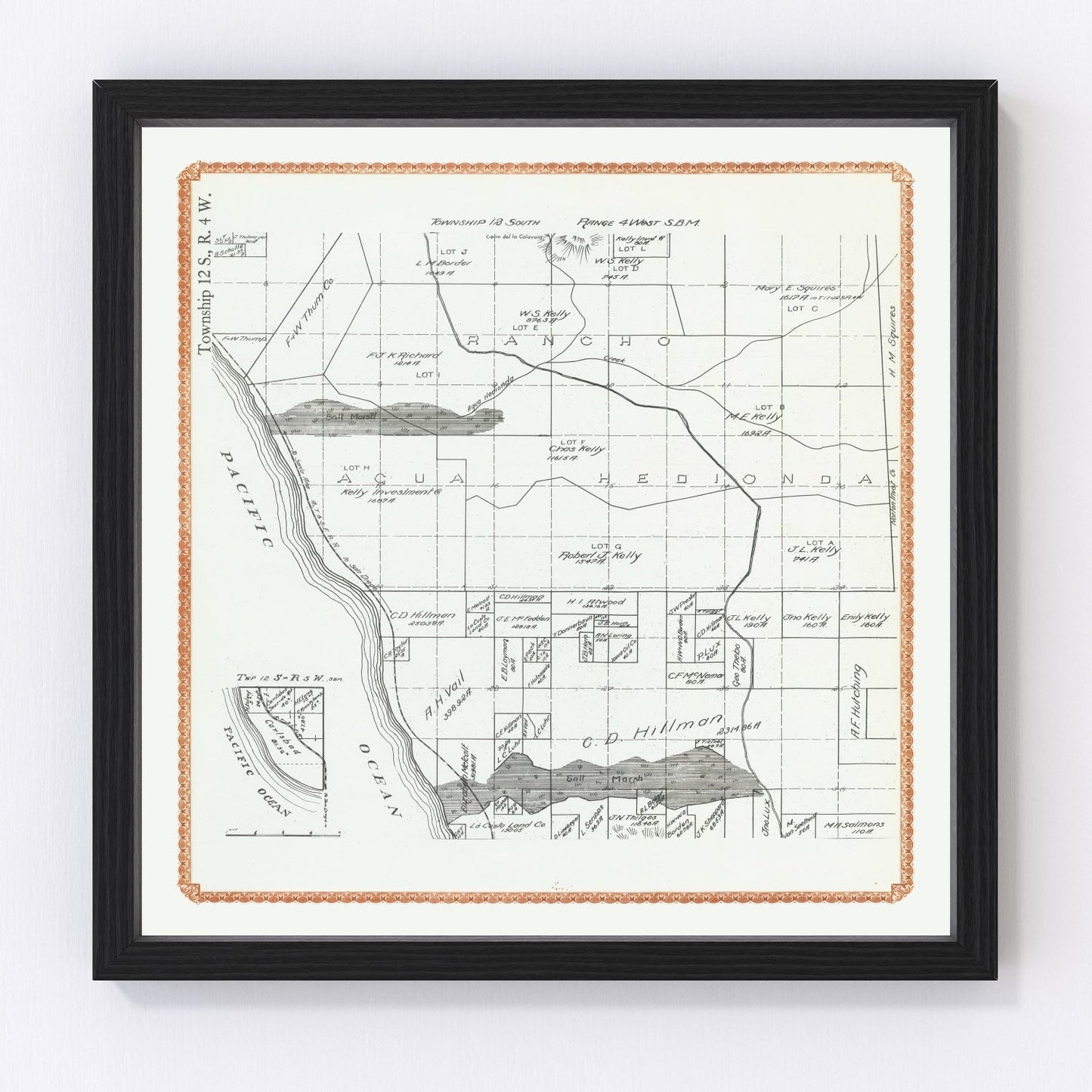 Vintage Map of Carlsbad, California 1912