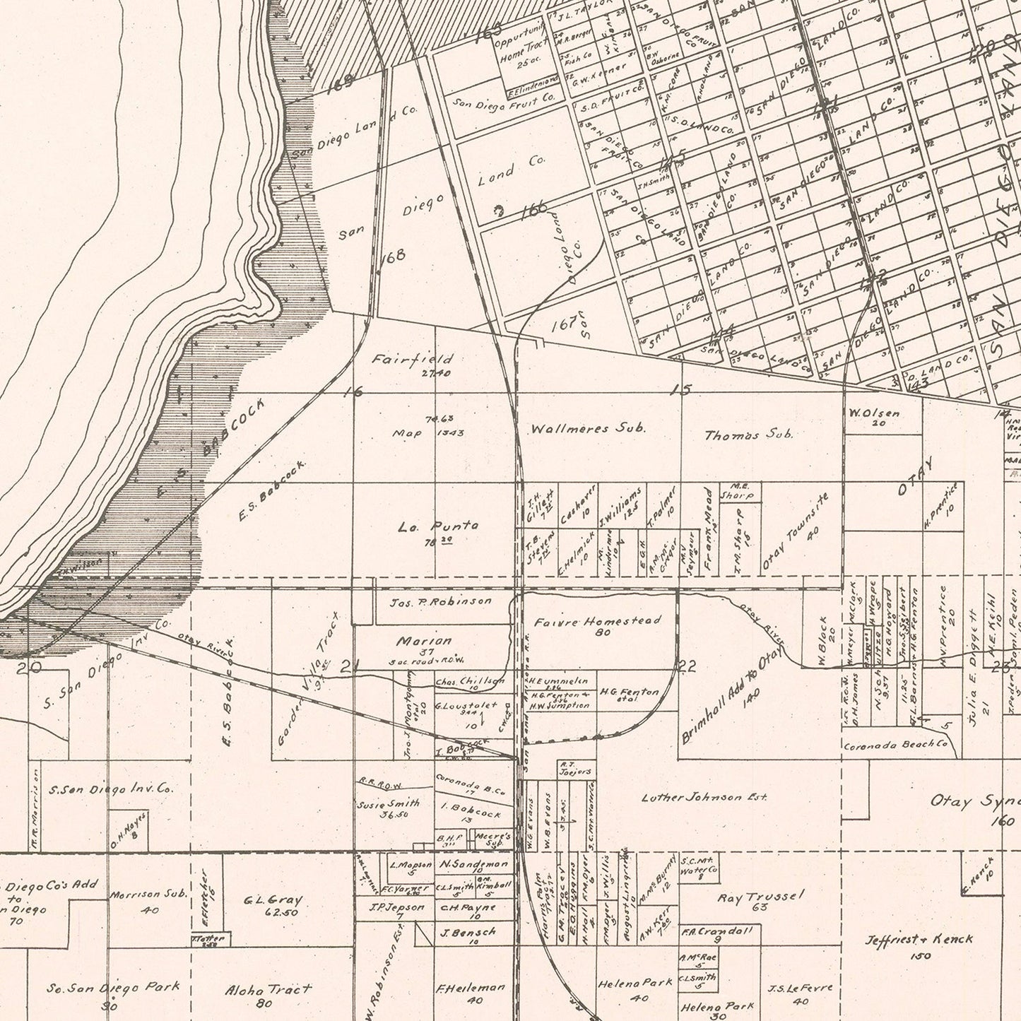 Vintage Map of Chula Vista, California 1912