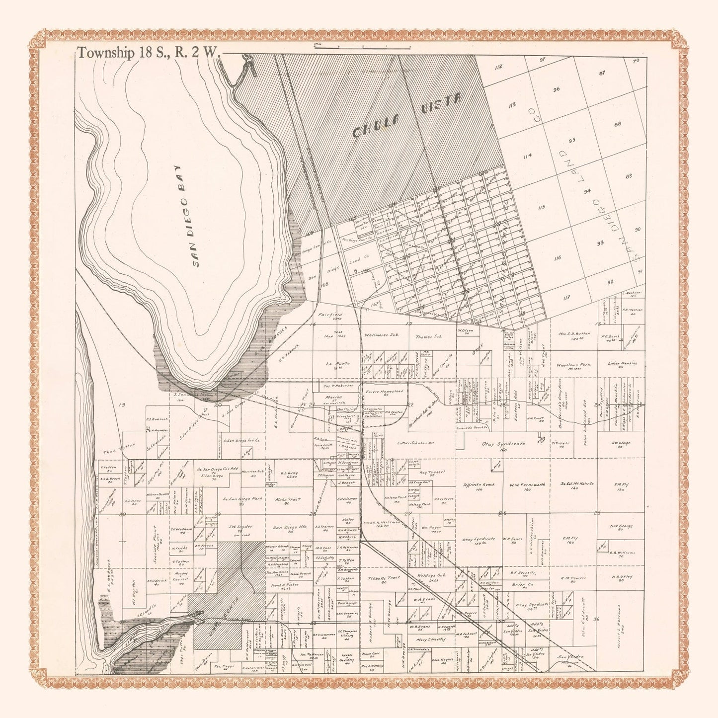 Vintage Map of Chula Vista, California 1912