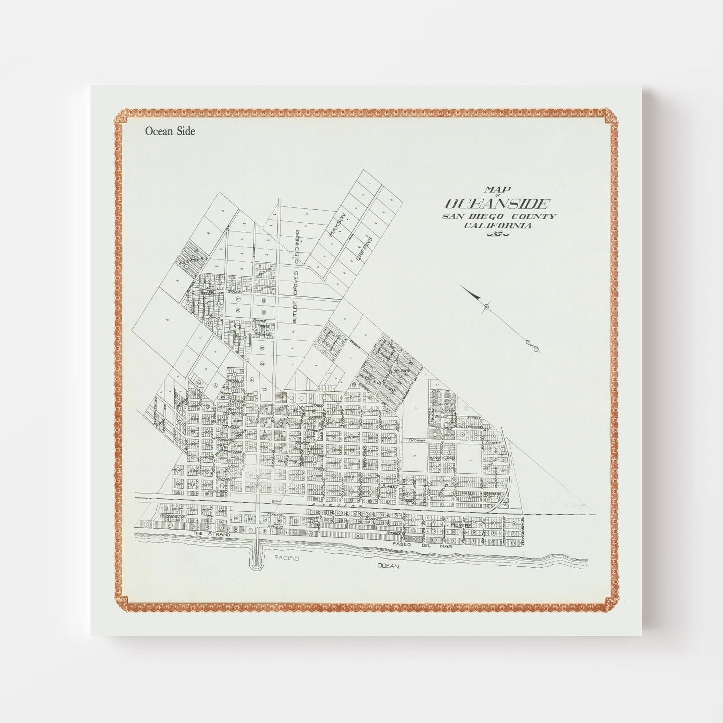Vintage Map of Oceanside, California 1912