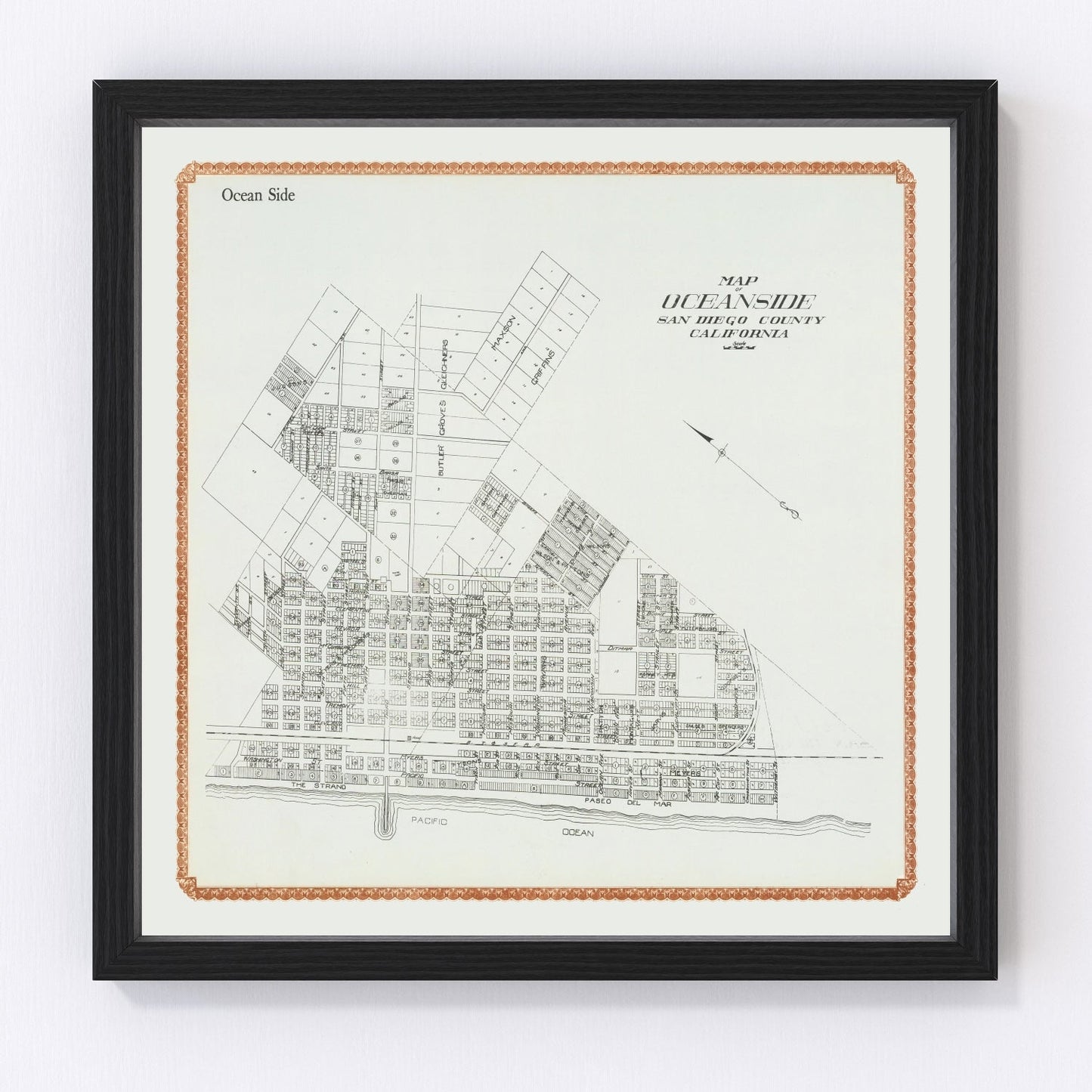 Vintage Map of Oceanside, California 1912