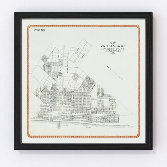 Vintage Map of Oceanside, California 1912