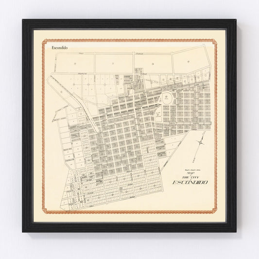 Vintage Map of Escondido, California 1912