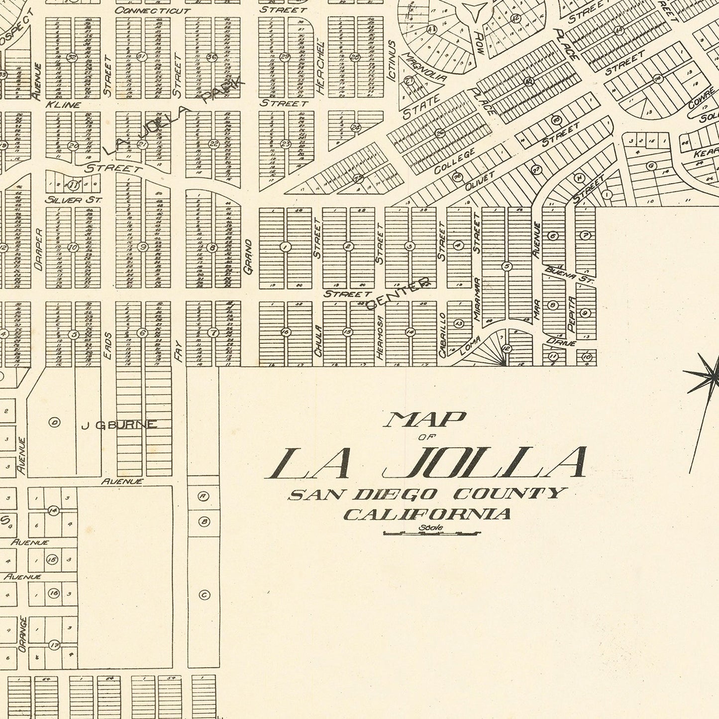 Vintage Map of La Jolla, California 1912