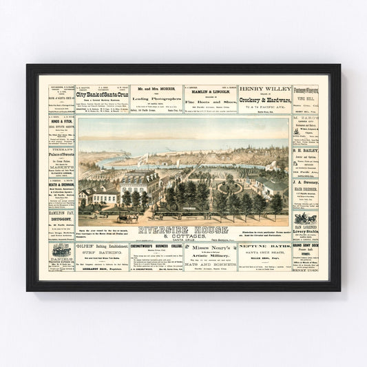Vintage Map of Santa Cruz, California 1878