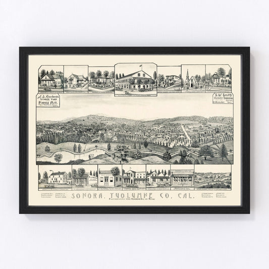 Vintage Map of Sonora, California 1880