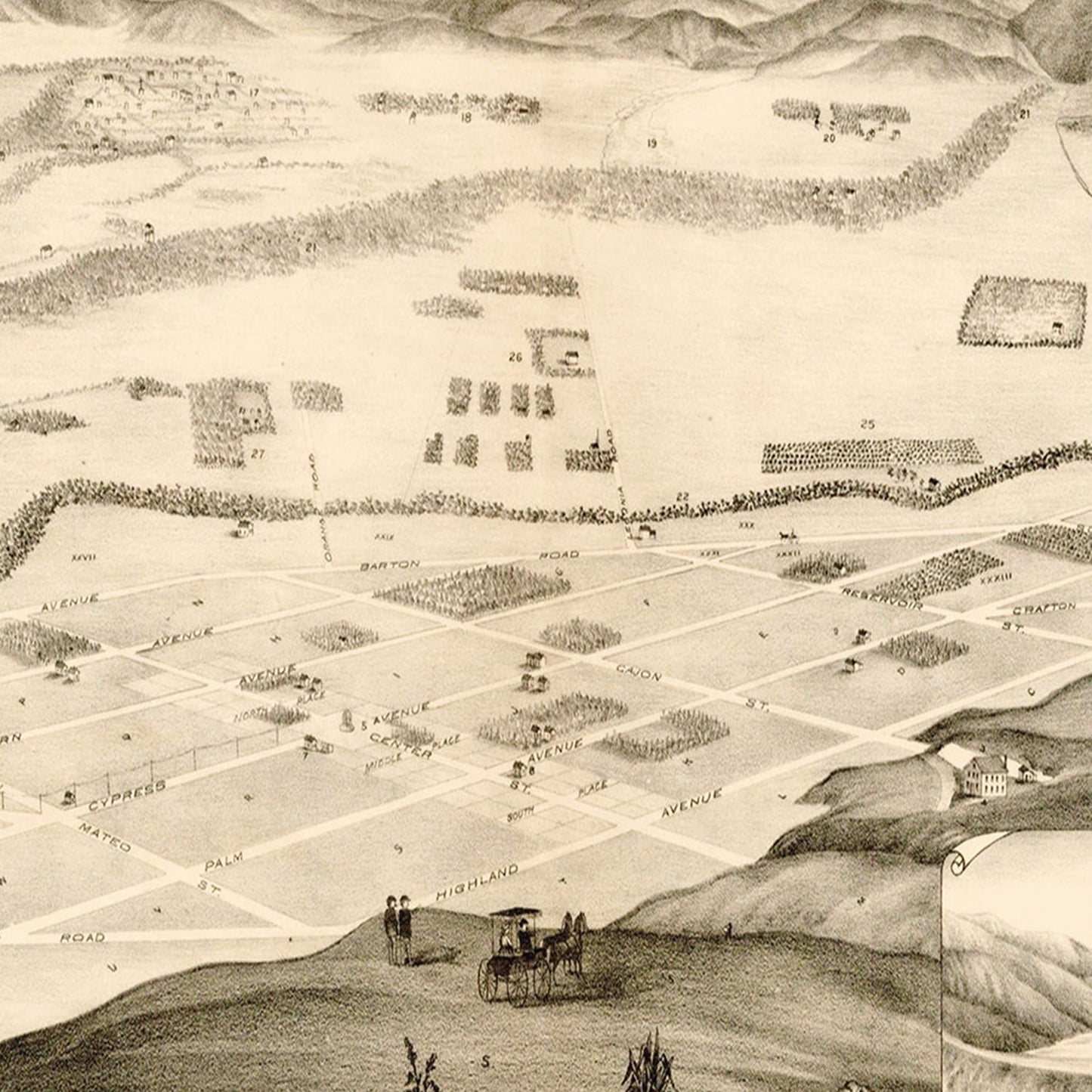 Vintage Map of Redlands, California 1882