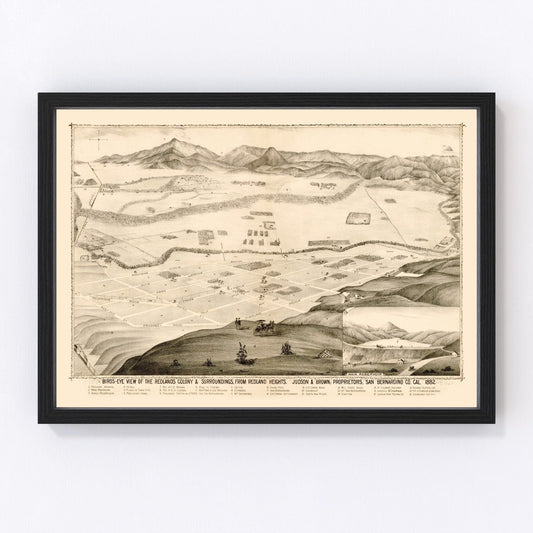 Vintage Map of Redlands, California 1882