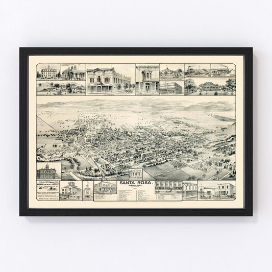 Vintage Map of Santa Rosa, California 1885