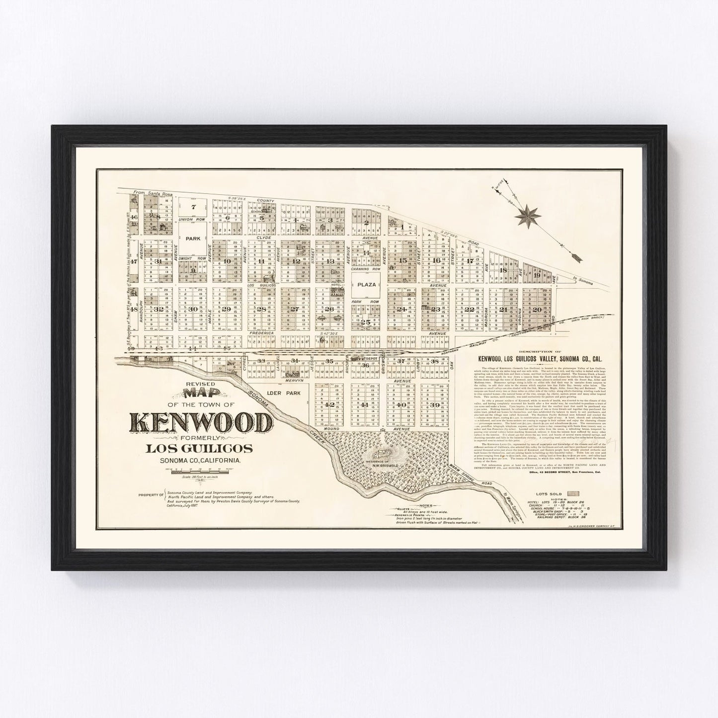 Vintage Map of Kenwood, California 1887