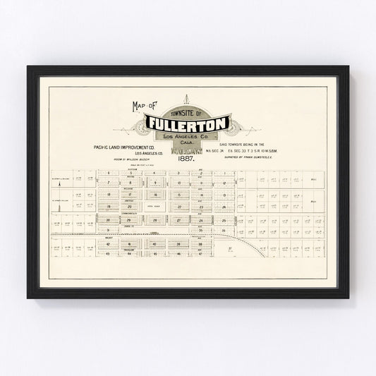 Vintage Map of Fullerton, California 1887