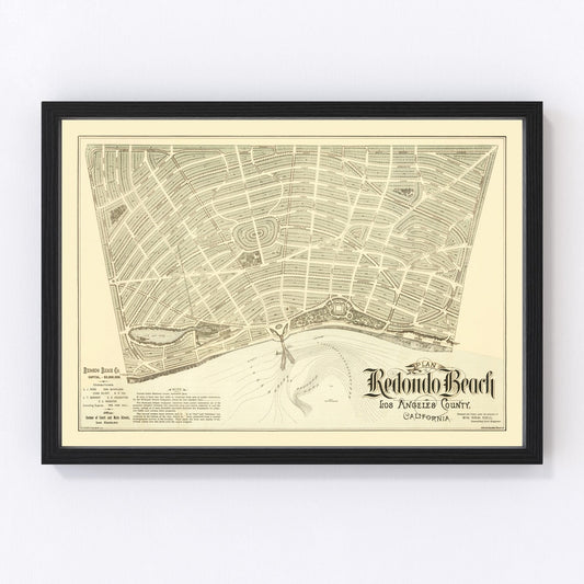 Vintage Map of Redondo Beach, California 1888