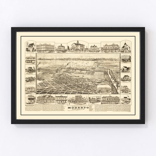 Vintage Map of Modesto, California 1888