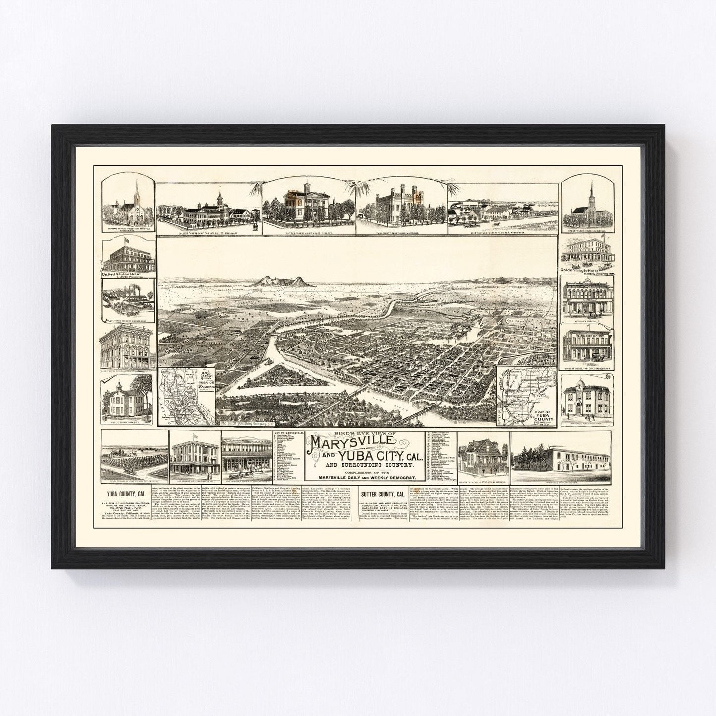 Vintage Map of Yuba, California 1888