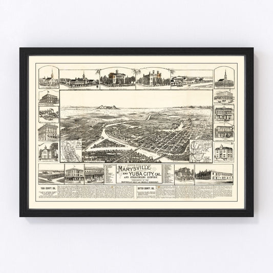Vintage Map of Yuba, California 1888
