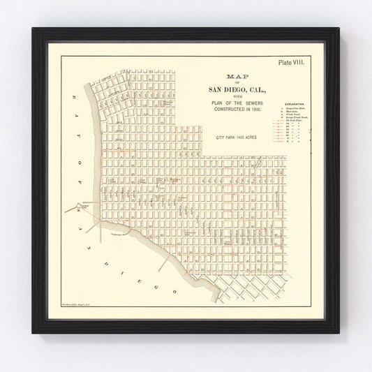 Vintage Map of San Diego, California 1891