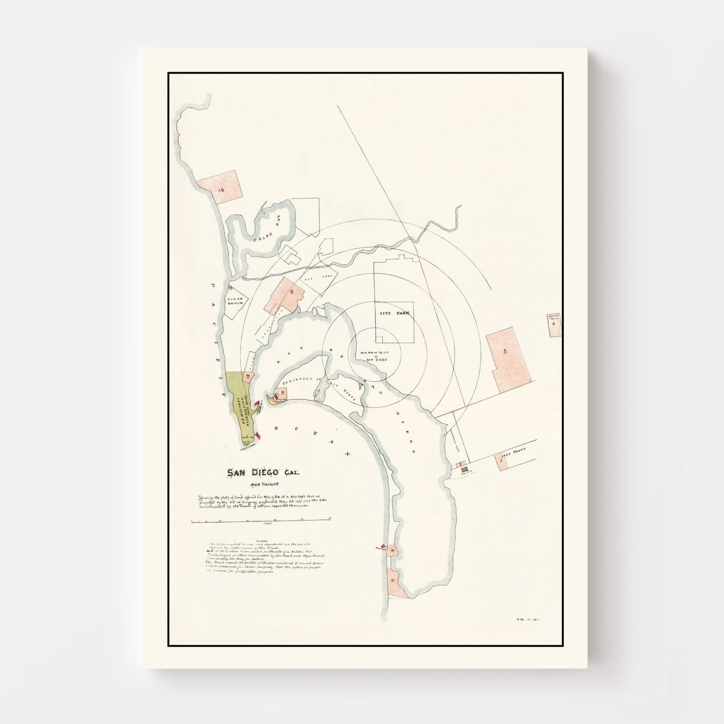 Vintage Map of San Diego, California 1891