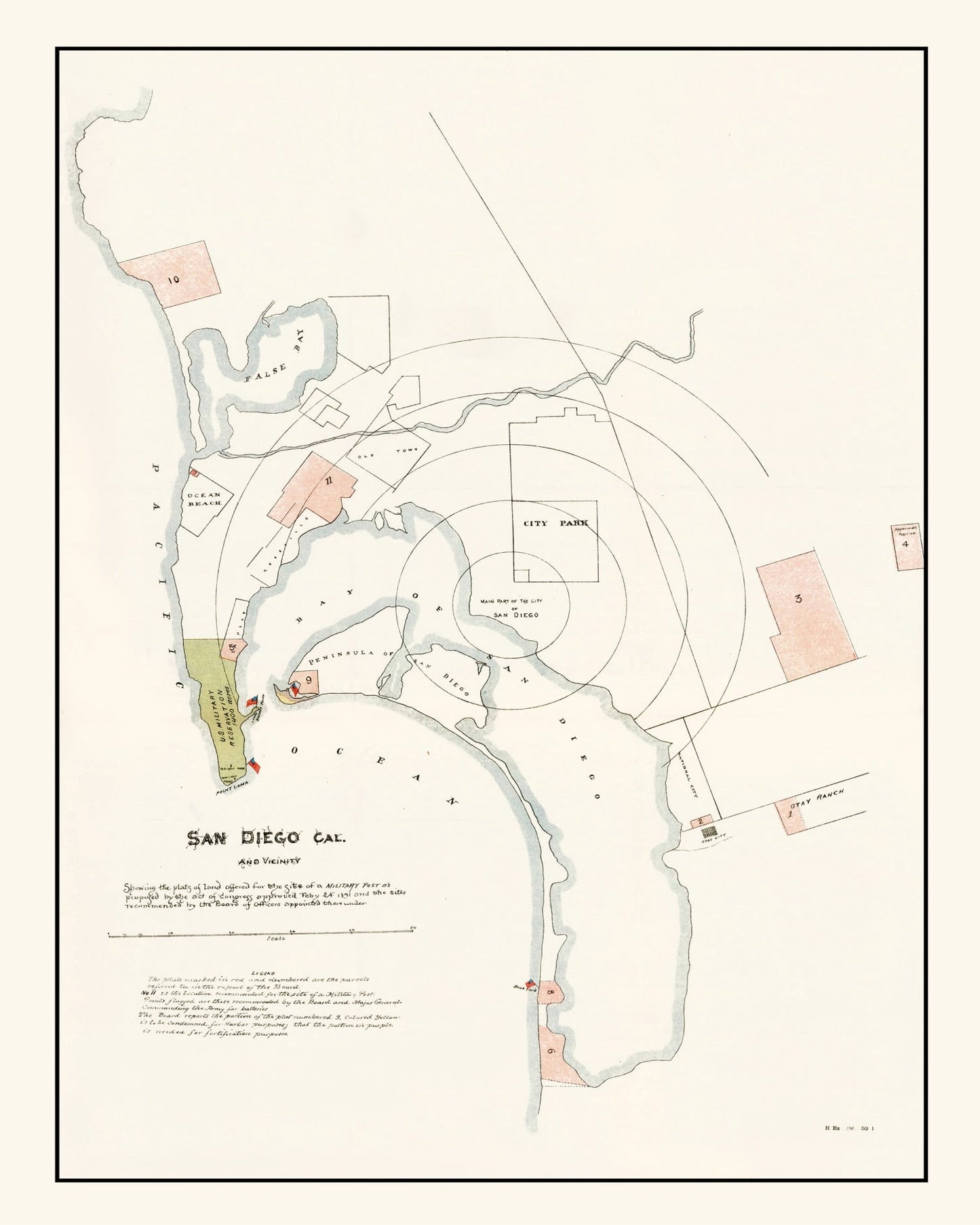 Vintage Map of San Diego, California 1891