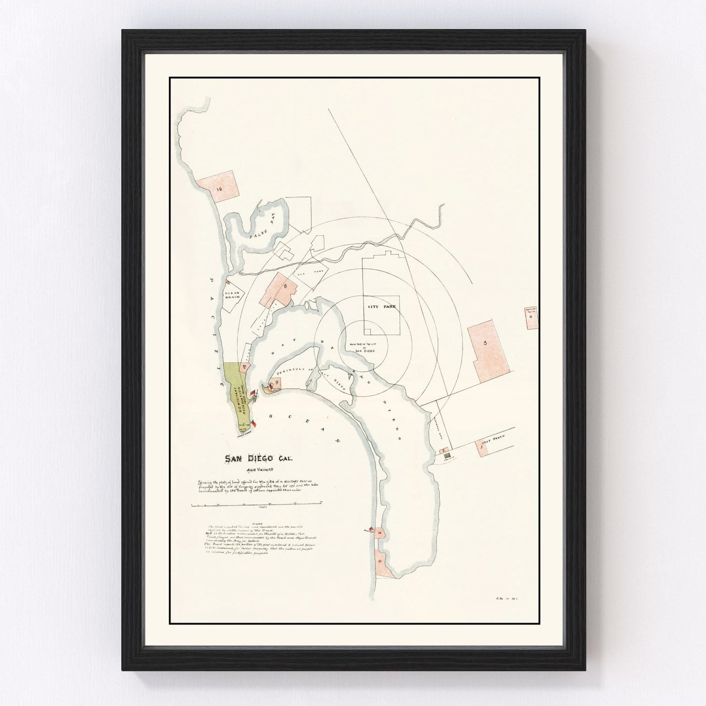 Vintage Map of San Diego, California 1891