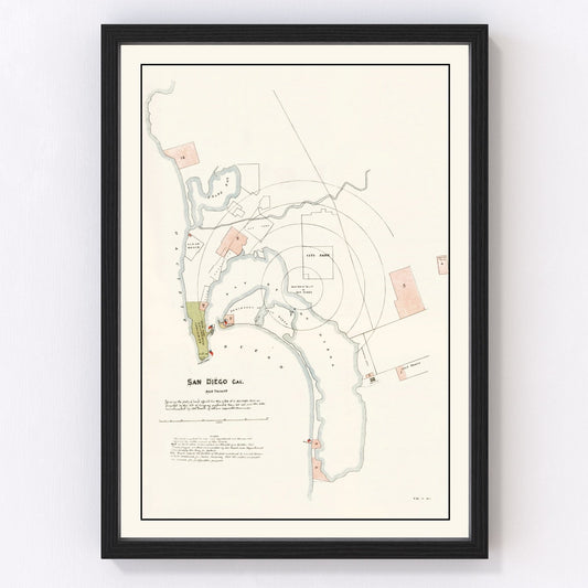 Vintage Map of San Diego, California 1891
