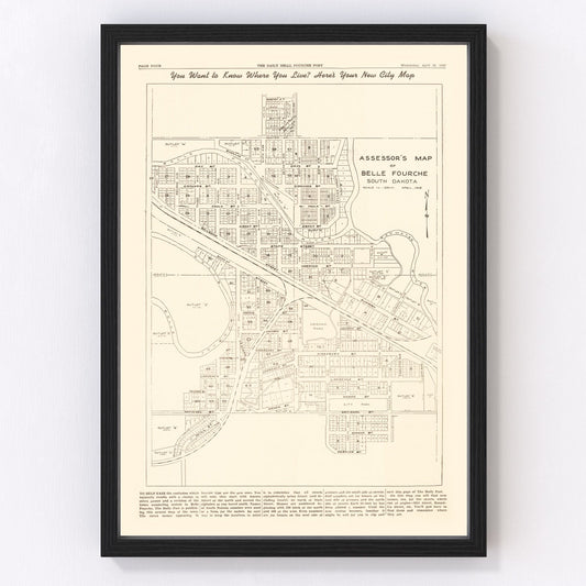 Vintage Map of Belle Fourche, South Dakota 1949
