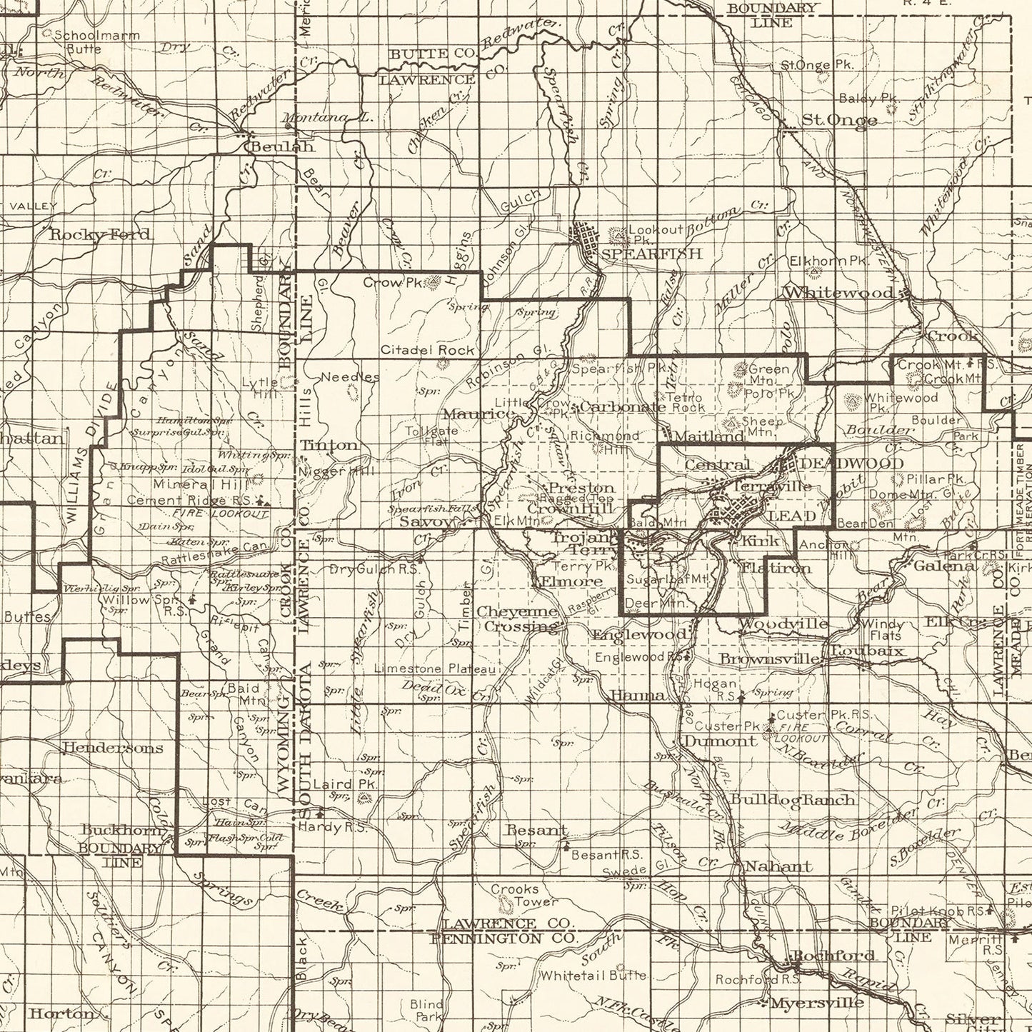 Vintage Black Hills National Forest Map 1917